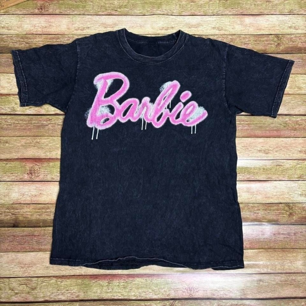 Black with Pink lettering Barbie graphic tee